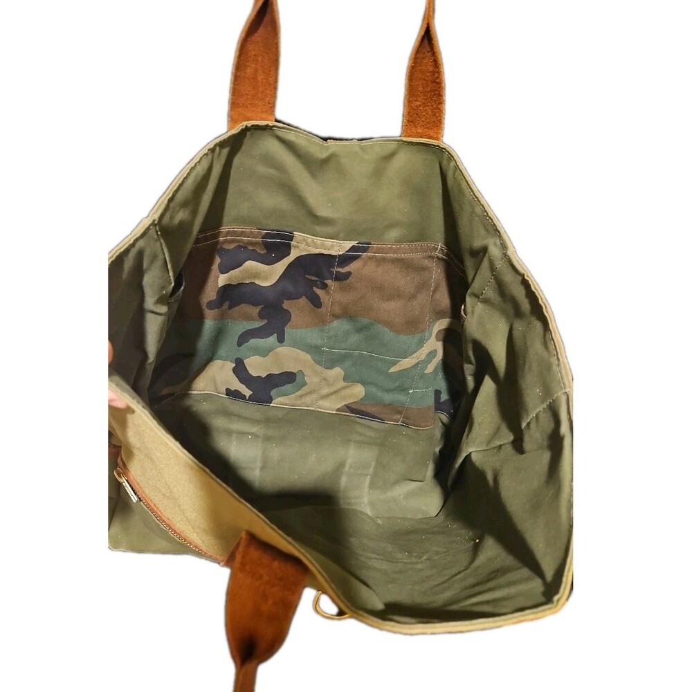 Sword & Plough Green Canvas And Leather Signature Tote Bag, Made In USA - Picture 4 of 11